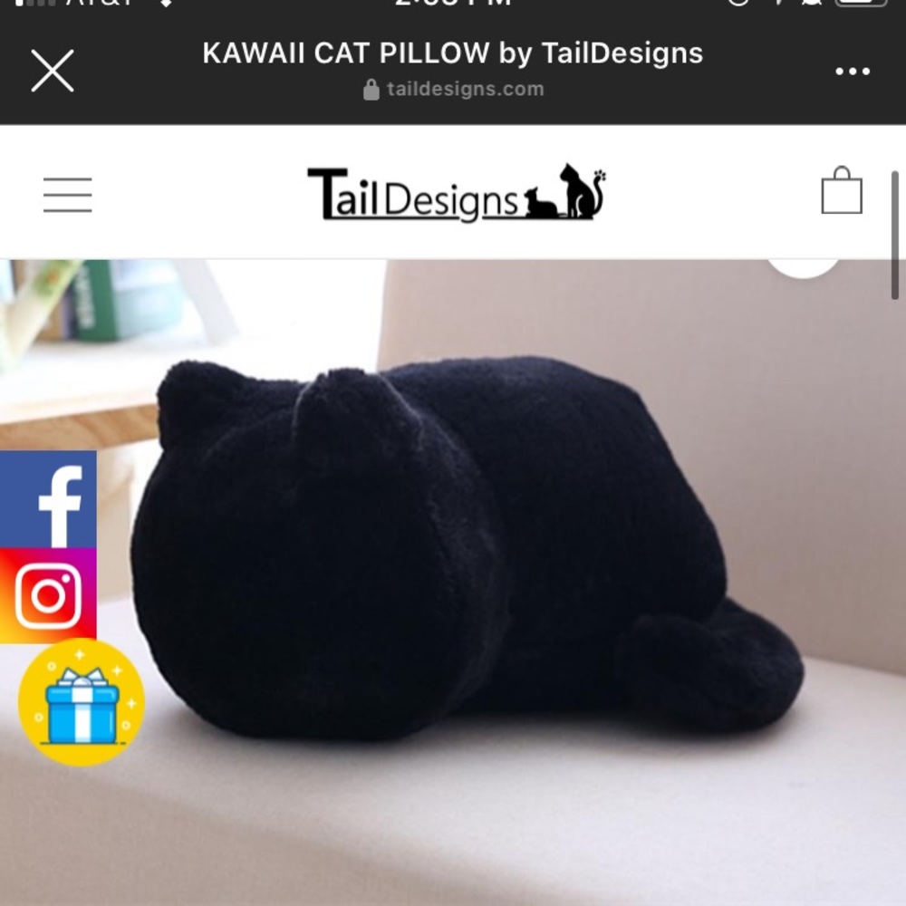 Black cat pillow